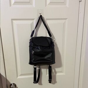 Black Leather Men's Backpack